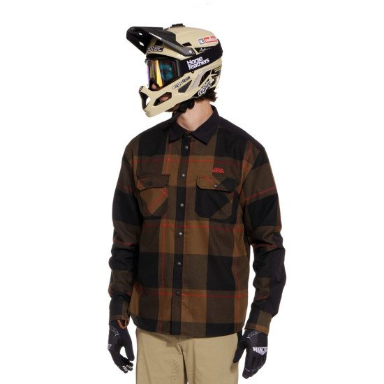 SHIRT HORSEFEATHERS PROM TECHNICAL BIKE SHIRT - COFFEE/RED