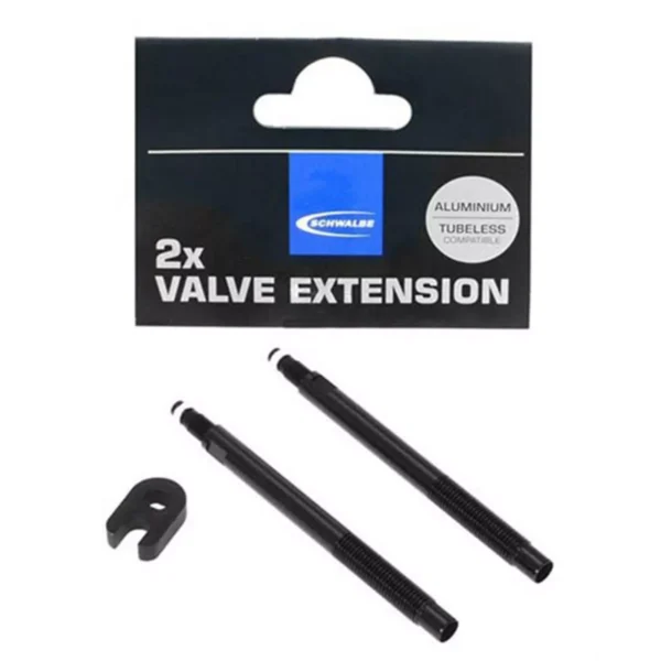 Schwalbe Tubeless Compatible 65mm Valve Extensions Black Pair